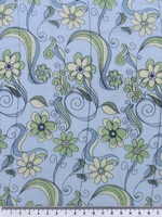 Daisies on Blue Printed Chiffon