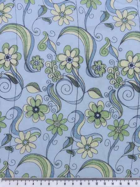 Daisies on Blue Printed Chiffon