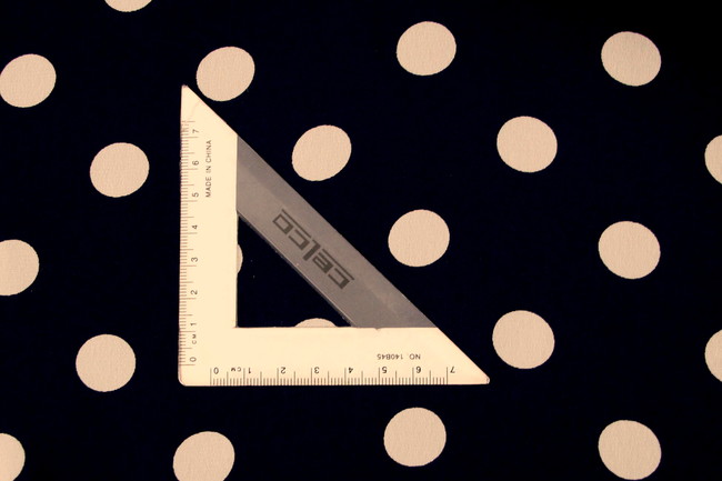 Dark Navy with Large Ivory Spots Printed Chiffon 