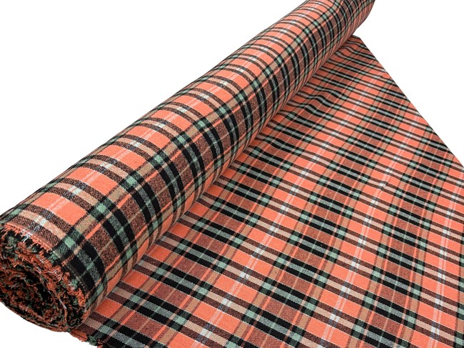 Peach, Mint & Black Wool Flannel