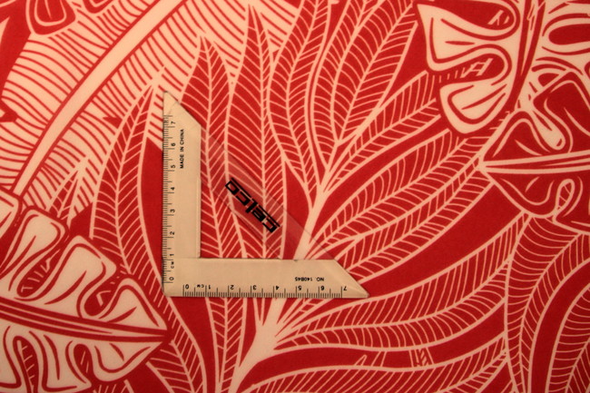 Tomato Red & White Pacific Island Printed Chiffon