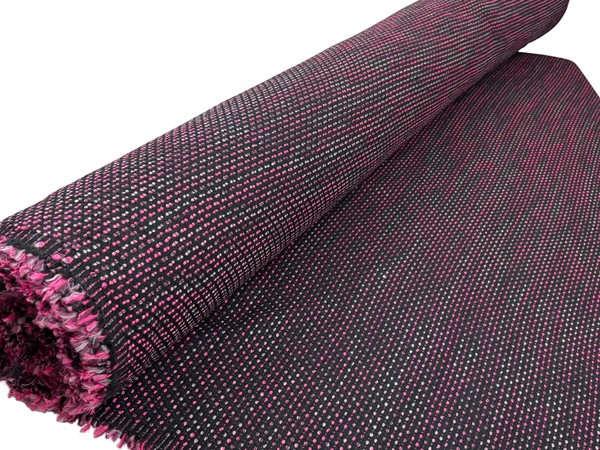 Hot Pink & Grey on Black "Dot Textured" Wool Blend