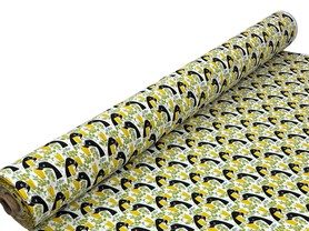 Bold Tui on Kowhai Printed Cotton