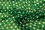 Soft Emerald Green with Ivory Spots Printed Chiffon