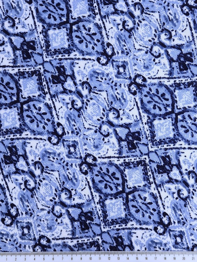 * SPECIAL * Blue Toned Baroque Design Crinkle Rayon