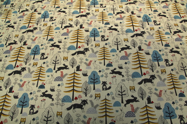 Wildwood Friends on Cream Premium Printed Cotton