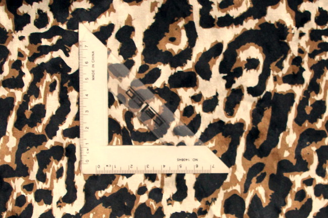 Black & Tan Leopard Digital Print Spun Stretch Velvet