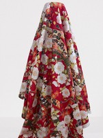 Floral on Red Japanese Printed Cotton