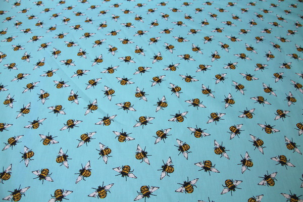 Bumble-Bee Printed Cotton On Blue