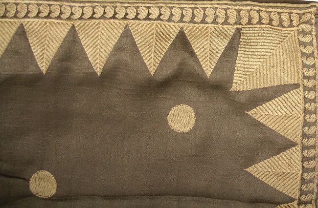 Light Taupe Embroidered Shimmering Polyester Saree