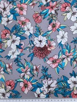 * SPECIAL * Summer Blooms on Grey Crinkle Rayon