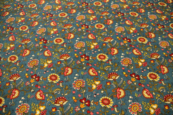 Soft Autumn Tones Classic Flowers on Vintage Airforce Printed Cotton