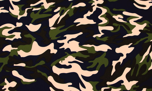 Blue, Green & Brown Camo Cotton Drill