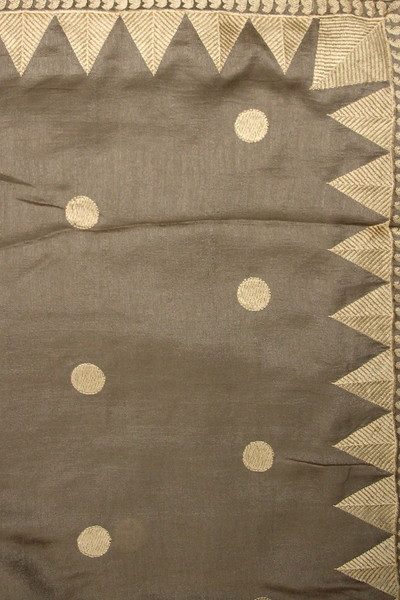 Light Taupe Embroidered Shimmering Polyester Saree