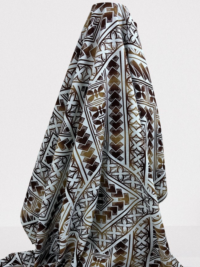 Brown on Ivory Pacific Island Cotton Dobby