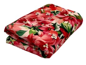 #REMNANT# Pretty Coral Orchids Stretch Cotton Digital Print