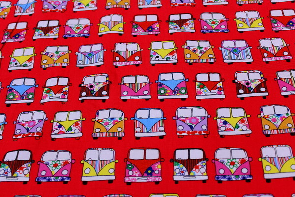 On the Move "Transport" Cotton - Red Combi