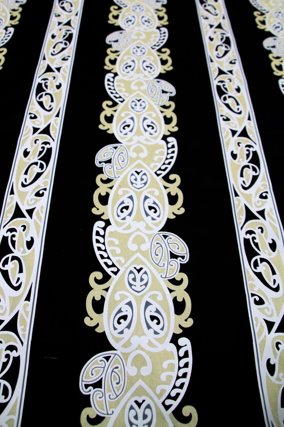 Beige, White & Grey on Black Traditional Designs of Aotearoa