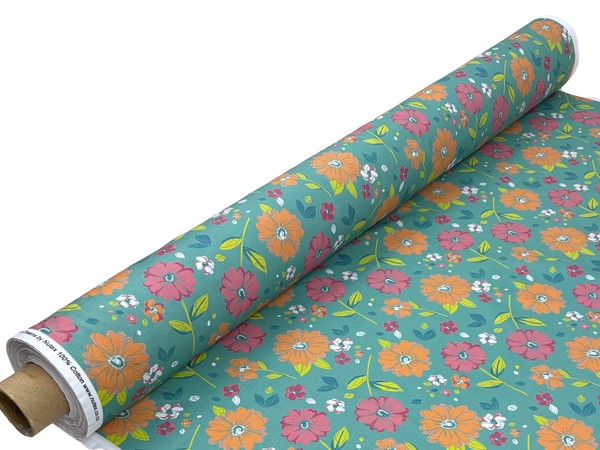 Sketchbook Zinnias Printed Cotton