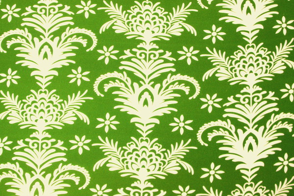Cream Floral on Pear Green Viscose/Rayon Blend