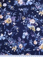 * SPECIAL * Wildflower Posies on Navy Crinkle Rayon