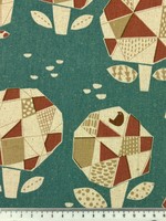 Mosaic Shrubs on Soft Teal Mid-weight Japanese Cotton