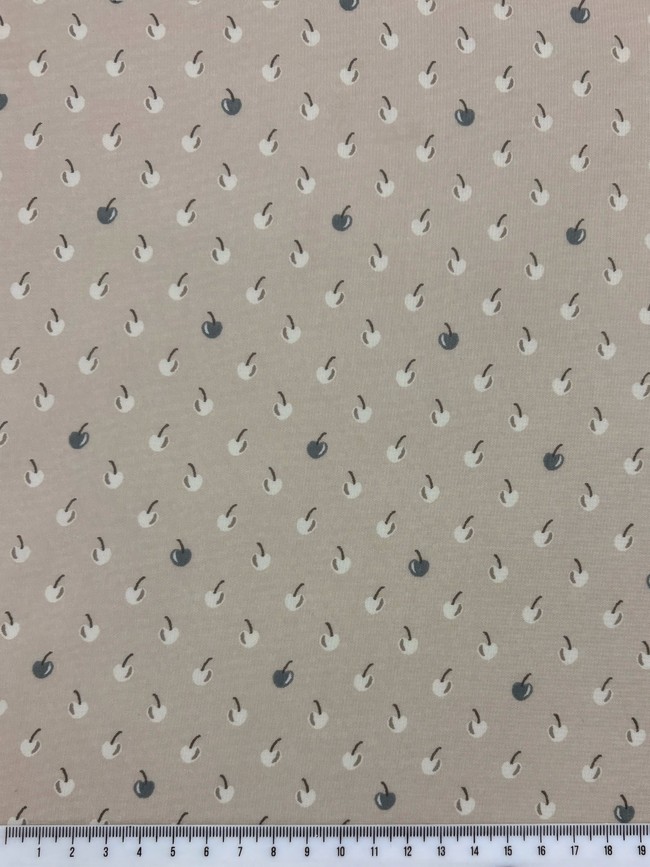 Tiny Cherries on Nude Printed Chiffon
