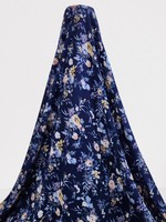 * SPECIAL * Wildflower Posies on Navy Crinkle Rayon