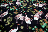 New Season Printed Rayon - Elegant Cranes on Black