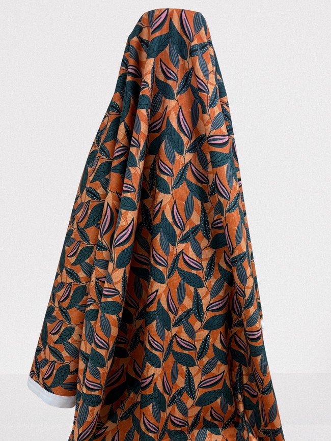 Terracotta Foliage Printed Cotton

