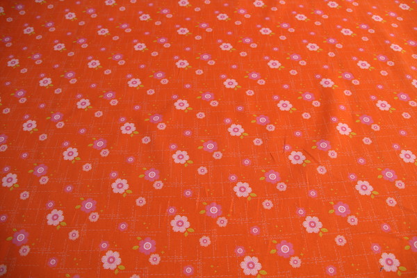Pinks on Orange - Floral Perspectives Printed Cotton