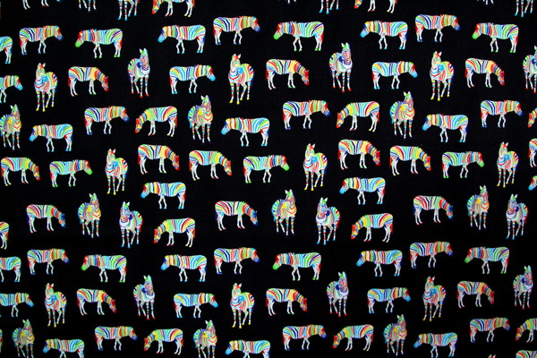 Rainbow Zebras Premium Printed Cotton