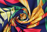 Tropical Foliage on Dark Navy Printed Rayon
