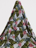 * SPECIAL * Lillies & Palms on Silver White Crinkle Rayon