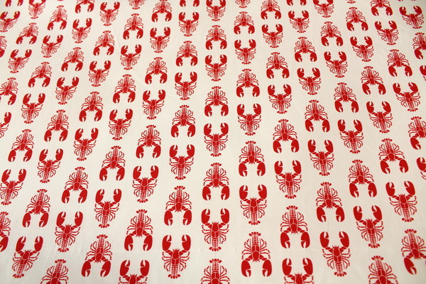 Lobster Printed Cotton - White Background
