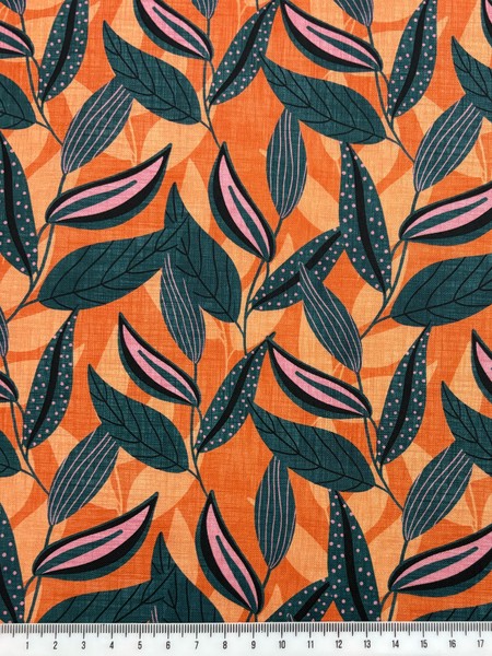 Terracotta Foliage Printed Cotton

