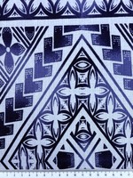 Navy on Silver Grey Pacific Island Cotton Dobby