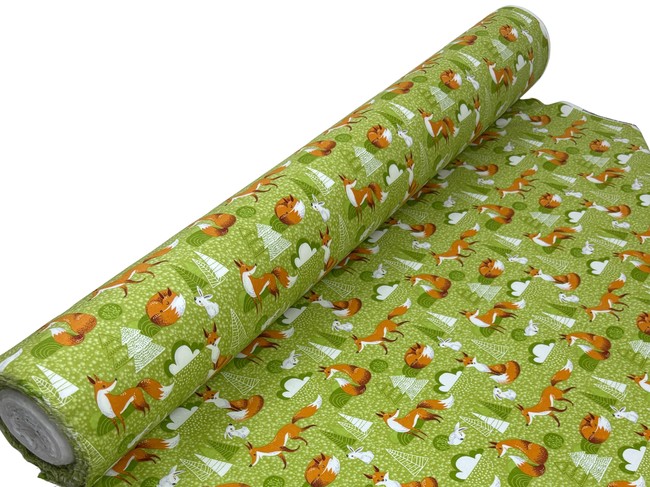 Foxes & Rabbits on Green Wincyette
