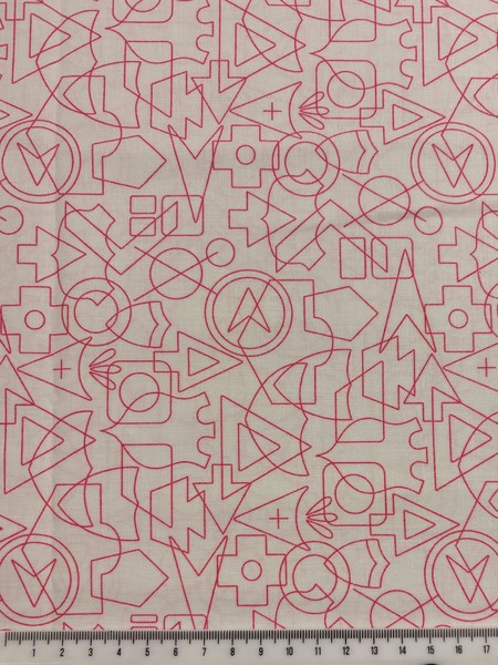 Lolly Pink Shapes on White Printed Cotton