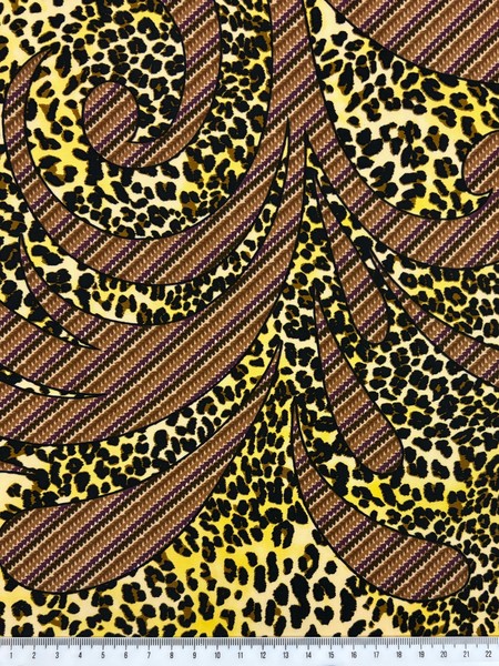 Flourishes on Leopard Printed Silky-Feel Polyester