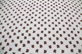 Sweet Brown Posies on Dotted Cotton