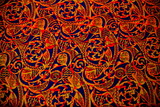 Navy & Orange on Mandarin Pasifika Printed Cotton