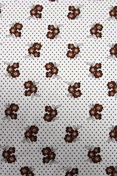Sweet Brown Posies on Dotted Cotton