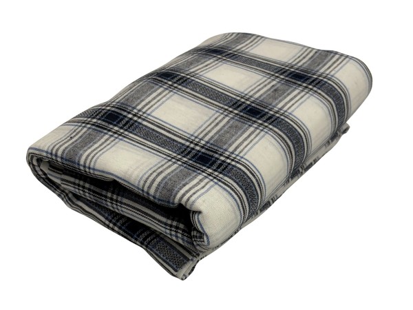 Navy, Light Blue & White Checked Linen
