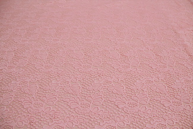 Baby Pink Fronds Stretch Lace New Image