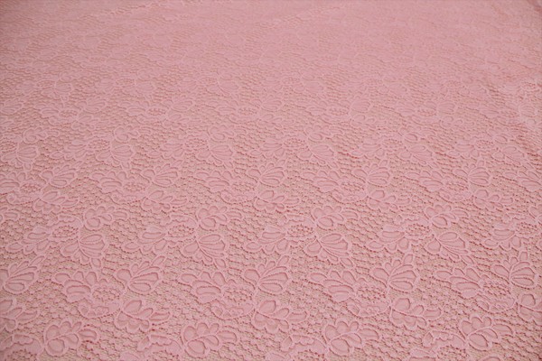 Baby Pink Fronds Stretch Lace New Image