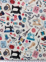 Sewing Things on Cream Printed Cotton