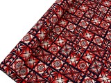 Red & Blush on Dark Navy Pacific Island Cotton Dobby