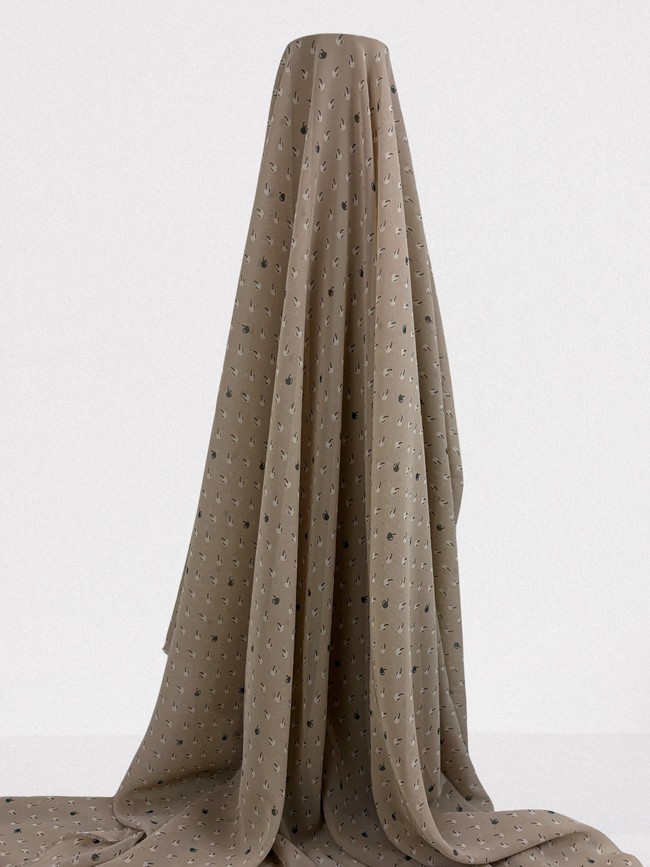 Tiny Cherries on Nude Printed Chiffon