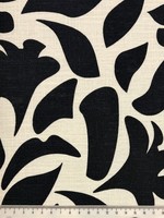 Navy Abstract Shapes on Soft White Linen Blend
